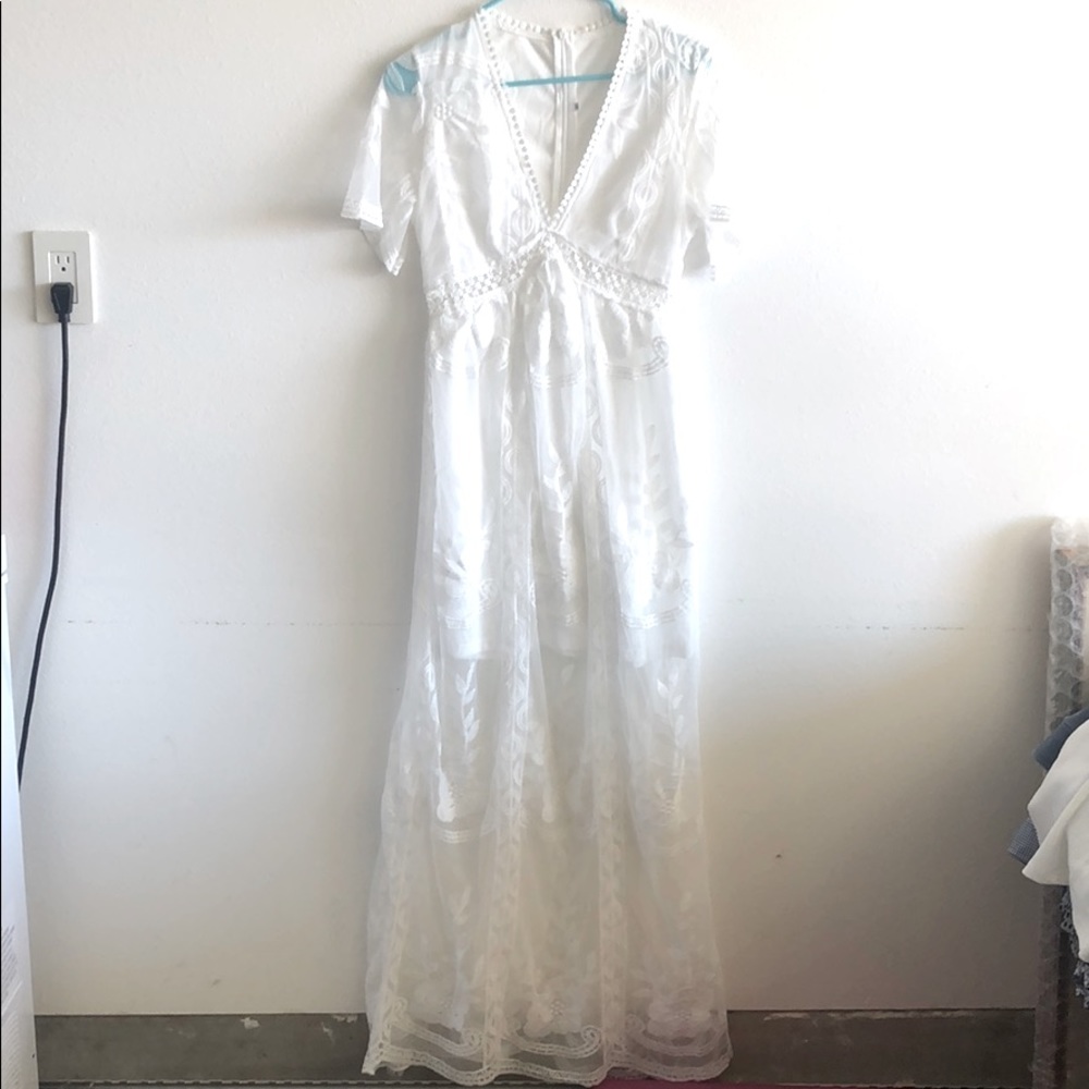 Floor length white dress